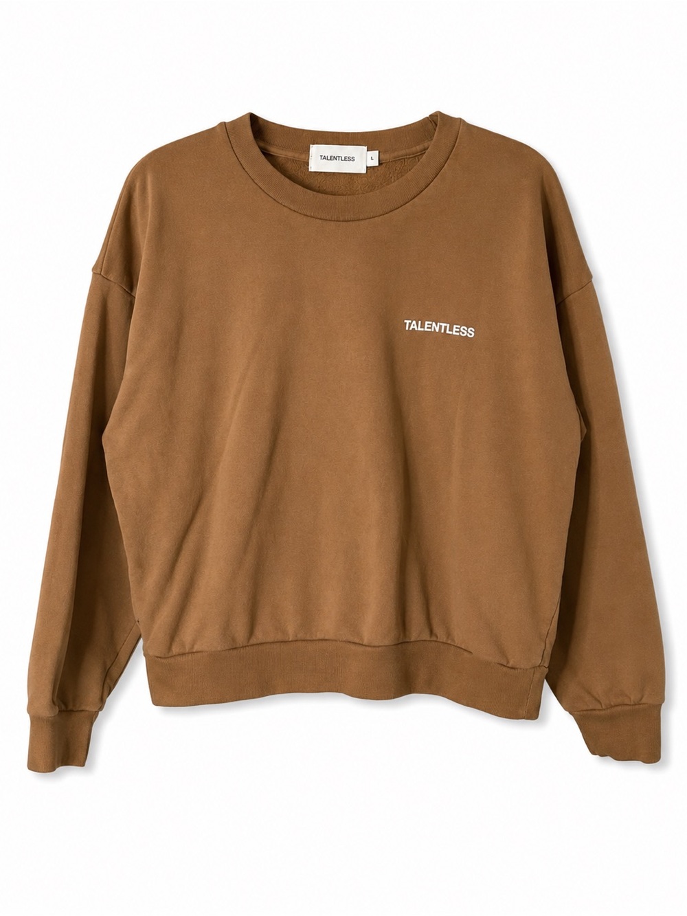 Talentless Spell Out Crewneck Sweatshirt Womens Large‎ Tan